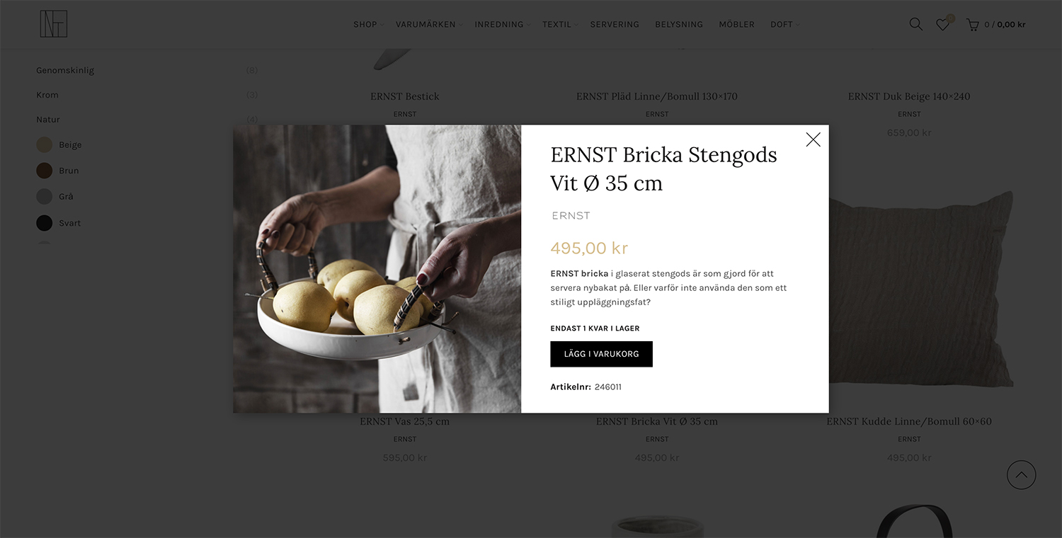 Popup Window, Ecommerce Web Design, Nordic Trend Home