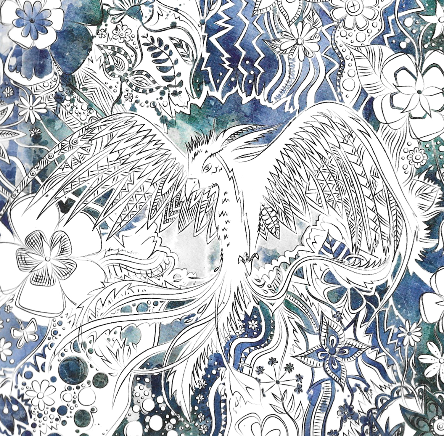 Phoenix Coloring Book Illustration for Personlig Almanacka