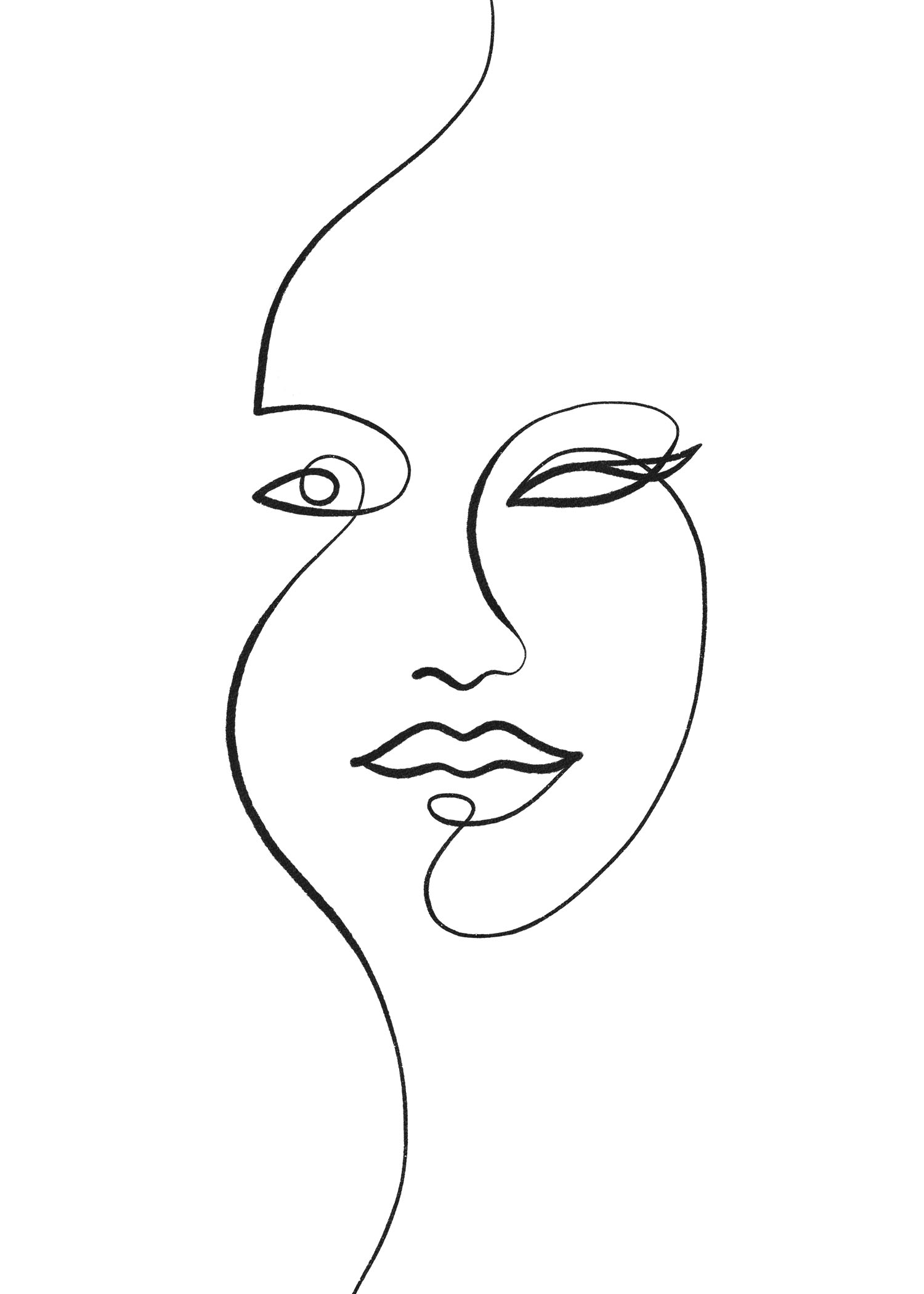 Natta Line Art - One Line Art Drawing by Ida Josefin