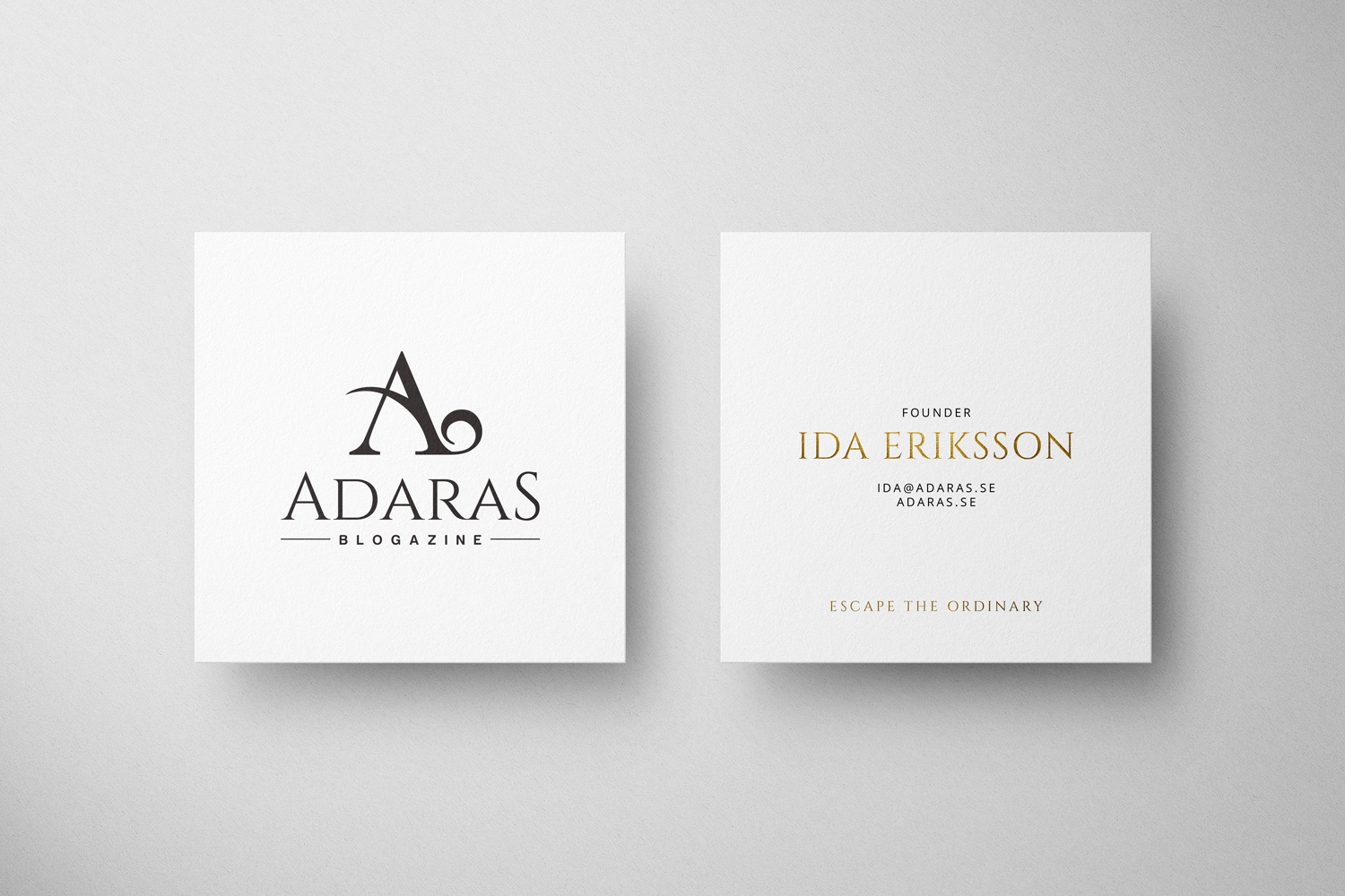 Square Business Cards Design for ADARAS Blogazine